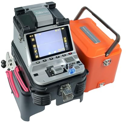 QIIRUN AI-10A Fusion Splicer with Electric Fiber Cleaver OPM VFL, New Generation Trunk Line Fibre Fusion Splicer Kit 6s Splicing and 15s Heating Core Alignment 6 Motors with 7800mAh Battery