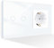 PANGTZEEN Touch Lichtschalter mit Steckdose 16A 100~240V 2 Fach 1 Weg 157mm Gehärtetem Glas Wand Schalter 10A Unterputz Wandlichtschalter Weiß für Wohnzimmer Schlafzimmer Küche Büro