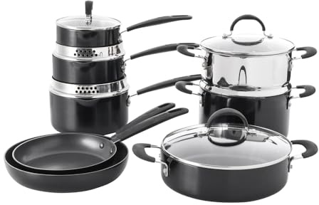 ProCook Gourmet Cookware Set with Stay Cool Handles Ceramic Non Stick Coating Induction & Oven Safe Pans Cooking Pots - 8 Piece, 14/16/18/20/24/28 cm