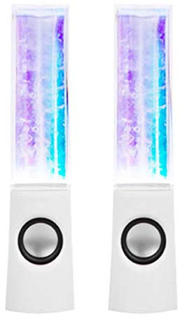 Sefdrert 2PCS LED Light Speakers Dancing Water Music Fountain Light for PC Laptop for Phone Portable Desk Stereo Speaker White