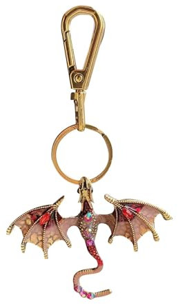 Émail Dragon Porte-clés Animal Sac À Dos Voiture Pendentif Portefeuille En Bois (B, One Size)
