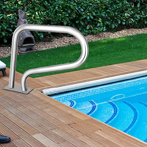 SFNIOKFG Pool-Handlauf, Pool-Schiene, Pool-Geländer, Swimmingpool-Handlauf für eingebaute Pools, 3-Bogen-Pooltreppe, Pool-Einstiegsgeländer mit Schnellmontage-Stützplatte, 260 Pfund Tragkra