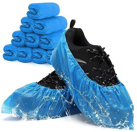 Schuhüberzieher Einweg100 Stück – Wasserdichte & Rutschfeste Überschuhe aus CPE Material, Einweg Überzieher Schuhe für Hygiene, Schutz & Regenschutz, Schuhüberzüge für Haushalt, Klinik & Arbeit