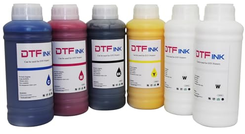 Furvveerr DTF Tinte Farbe für A3 A4 DTF Drucker,DTF-Tinten-Set für Flachbett-DTF-Drucker,6 x 1000 ML,DTF Tinte,für L1800/TX800/R1390/XP600 Druckköpfe