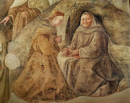 OuDeZjzhu Ölgemälde Wandbilder Wandkunst Bild Druck Leinwand Malerei Poster die Reform der Karmeliterregel Detail zweier Karmeliterbrüder von Fra Filippo Lippi Poster Bilder für Wanddekoration 60x90cm