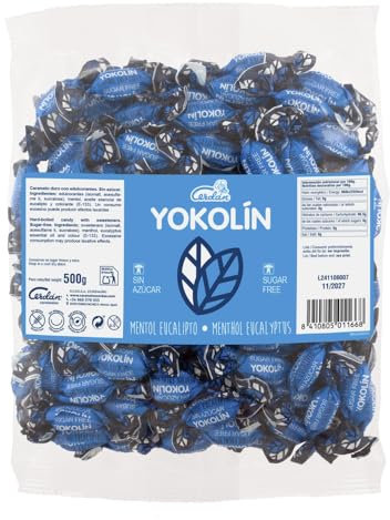 Caramelos Cerdán - Caramelo sin Azúcar Yokolín Sabor Mentol y Eucalipto | Bolsa de 150 Uds - 500 grs | Caramelo Duro Sin Gluten ni Alérgenos | Ideal para Fiestas, Eventos y Cumpleaños - 500 grs