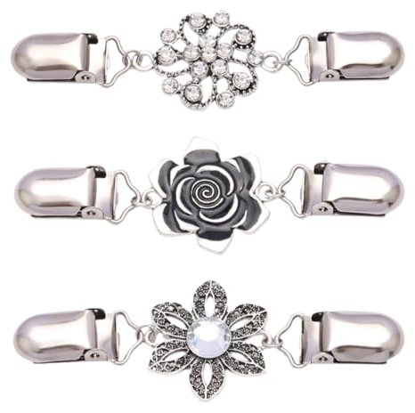 NOPKESV 3 Pièces Broche Vintage Clip Cardigan Retro Swirl Manteau Broche Ancien Attache Cape Broche Clip Pull Fermoir Robe Chemisier Clip pour Dames Cadeau Saint-Valentin