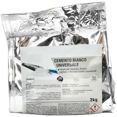 Paluplus 2 kg di Cemento Universale BIANCO, Riparazioni e Fissaggi su Calcestruzzo e Intonaci, Ideale per Stuccare e Sigillare, 1CF x 2Kg -2B01F