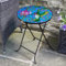 Marco Paul Table d'appoint pliante d'extérieur avec plateau en verre en mosaïque de colibri – Table basse unique pour jardin, patio, mobilier de jardin, table de bistrot en plein air (colibri)