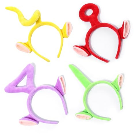 BEZHGOC Lot de 4 bandeaux Teletubbies de dessin animé - Bandeau mignon pour cheveux - Décorations de fête d'anniversaire - Accessoires de cheveux pour enfants et adultes