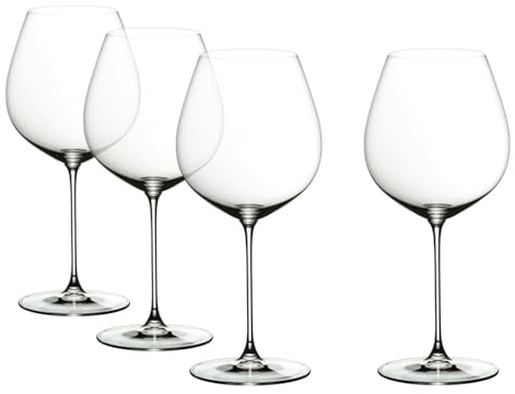 RIEDEL Veritas Old World Pinot Noir Wine Glass, 4-Pack, Clear Crystal, Premium Machine-Made