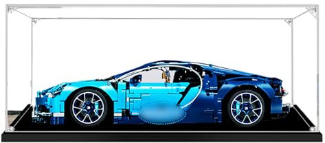 Acryl-Vitrine, staubdichte Vitrine für LEGO 42083 Bugatti Veyron Chiron Modell, Lego-Modellautovitrinen (schwarz, 3 mm)
