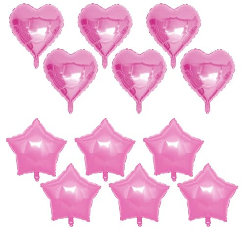 OAOSDH 12 Pezzi di Palloncini di Film in Alluminio Rosa, Ornamenti Gonfiabili con Stelle d'Amore, Creati Creativi E Romantici, Decorazione della Scena delle Feste.