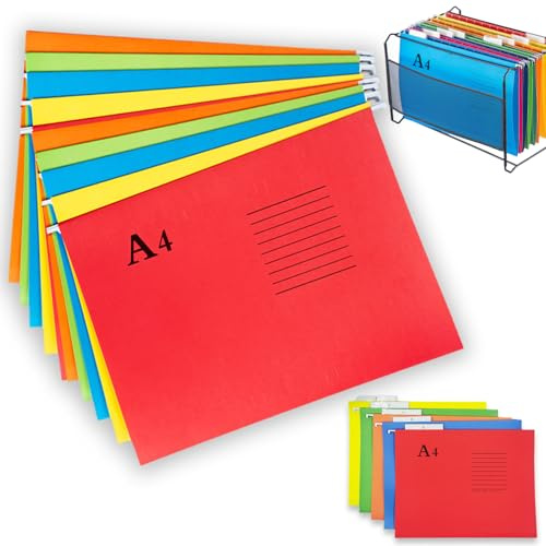 10 Stück Hängeregister Mappen A4, A4 Hängemappen, Hängeordner Farbig, Polypropylen Hängemappen Aufbewahrung Aktenordner, für Büro, Schule, Desktop-Aktenaufbewahrung, Dateiklassifizierung (5 Farben)