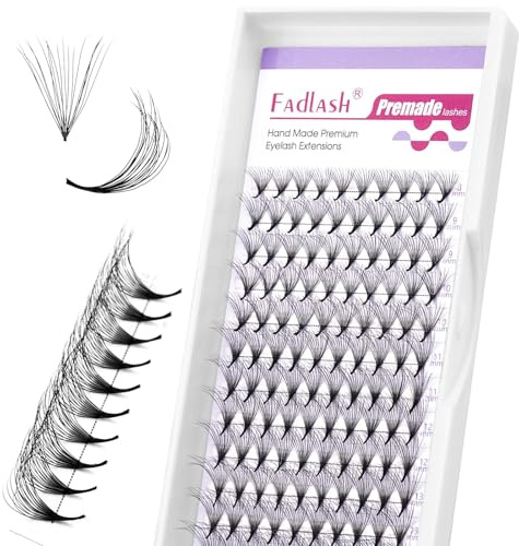 Double Eyelash Extensions 10D 0.07mm Thickness C Curl 8-14mm Premade Volume Lashes Double Layer Stereoscopic Eyelashes by FADLASH (10D-0.07-C, Mix 8-14mm)