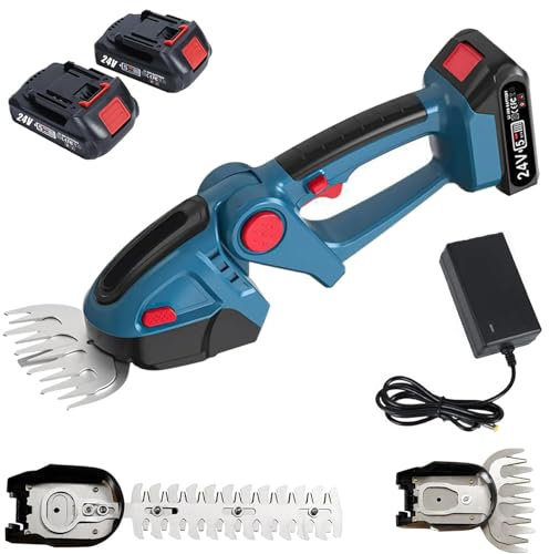 Cordless 2-in-1 Hedge Trimmer & Grass Shear | 24V 1500mAh Battery | 22cm & 13cm Stainless Steel Blades | for Lawn, Shrubs, Bushes & Garden Trimming