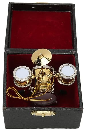 Kikumi Miniatur Drum Set Replik Musical Instrument Model Mini Drum Set Dollhouse Ornament Schlagzeuger Home Decor mit Kasten