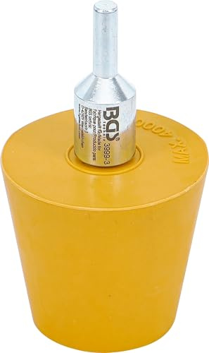 BGS 3999-3 | Folienradierer | Kegelform | Ø 50 mm | 6 mm Schaft | für Aufkleber, Zierstreifen, Klebereste | Bohrmaschine/Akkuschrauber | Drehzahl max. 4000 U/min | inkl. Adapter