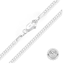 Esrael 925 Sterling Silber Solide 1.5mm/2mm Curb Halskette für Frauen, Robuste Nicht Verblassende Silberkette Damen Schmuck Geschenke für Frauen 14/16/18/20/22/24 Zoll