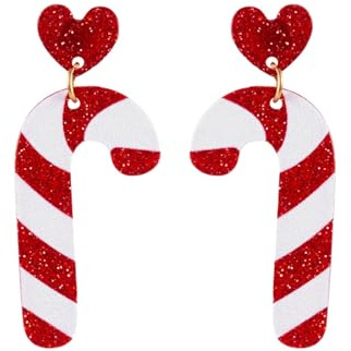 Weihnachtsohrringe Damen, Acryl Süße Weihnachten Ohrringe Ohrnägel, Weihnachtsschmuck, für Weihnachtsfeier (Rot)