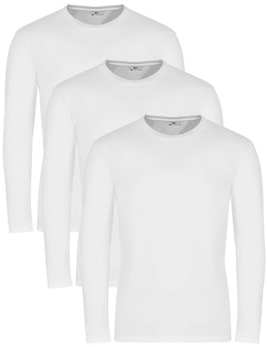 Lower East Long-Sleeved Men's Shirts, 100% Cotton, Crew Neck (Pack of 5)