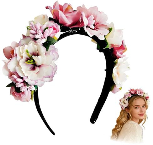 Haarreif Dirndl Blumen,Haarband Trachten Haarschmuck Blumen,Blumen Haarkranz,Künstliches Blumen Haarreifen,Damen Mädchen Kopfschmuck,Mädchen Kopfband,für Hochzeit Karneval Mottoparty