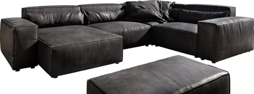 DELIFE Wohnlandschaft Sirpio Lederimitat Vintage Anthrazit 300x210 cm