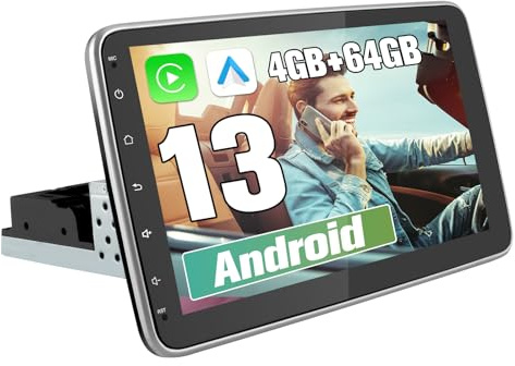 Junsun Android 1 din universal Autoradio 4GB+64GB 10.1 Zoll Touchsreen | CarPlay, Android Auto, Bluetooth, Navigtion, Lenkradsteuerung, WIFI, FM Radio, Spilt Screen, Unterstützt DAB+, Rückfahrkamera