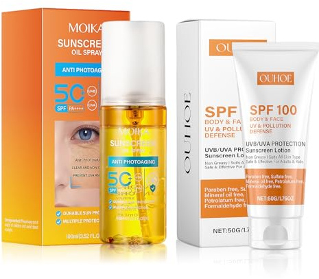 Sonnencreme LSF 100 50g + Sonnenschutz Spray 50 100ml, Lichtschutzfaktor 100, Sonnencreme Gesicht SPF100, Sonnenschutz Gesicht LSF 100, Sonnenspray 50 Wasserfest, Sonnencreme Spray 50 Wasserfest
