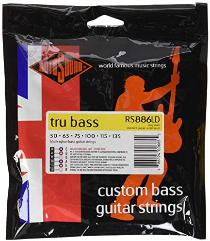 Rotosound Strings for Electric Bass TRU BASS NYLON FLATWOUND 6-string RS886LD NYLON FW LONG Standard 50-135