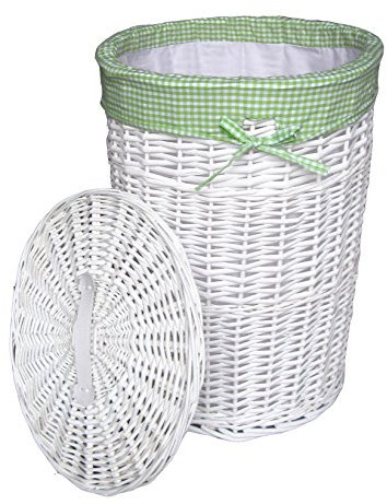 DVier Wäschekorb Weide weiß grün rund 25WRd-c D.46 H.62cm