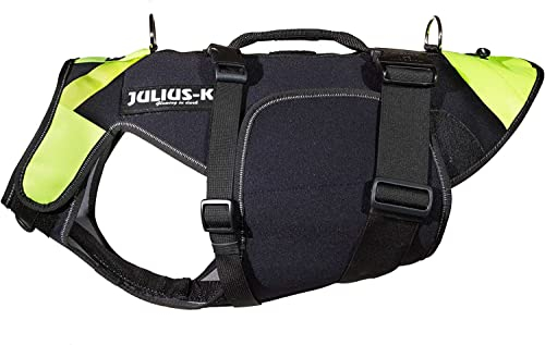 Julius-K9, IDC Multifunktionale Hundeweste 3in1, Größe: L, Schwarz und Neon