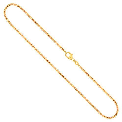 EDELIND Königskette Gold - Echtgold 585, Kette 1.8 mm mit Stempel | Halskette aus Deutschland | Herren Goldkette mit Karabinerverschluss, Länge 50 cm, Gewicht ca. 11.7 g.