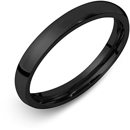 Soul-Cats Klassische Ring aus Edelstahl für Damen und Herren, schwarz, hochglanzpoliert, Ø 18 mm, Breite: 3 mm