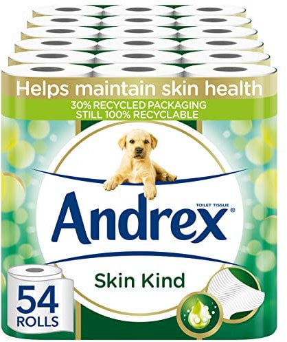 Andrex Toilet Roll - Skin Kind Toilet Paper with Aloe Vera Extract, 54 Toilet Rolls