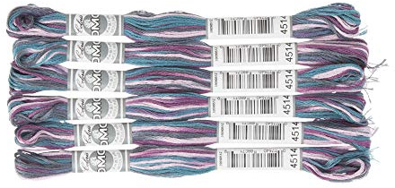 DMC 517-4514 Cotton Embroidery Floss 4514 Blue/Purple/Pink, 8.8 Yards