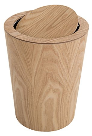Nordischen Stil Mülleimer Holz Material Mülleimer Flip Runde Indoor Mülleimer Wohnzimmer Schlafzimmer Mülleimer Mülleimer Büro Home Bad Papierkorb (Color : B)