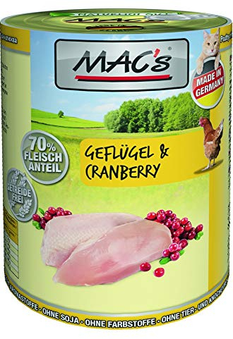 MAC''s Cat Geflügel mit Cranberries 400g, Katzenfutter, Feuchtfutter Größe 6 x 400g