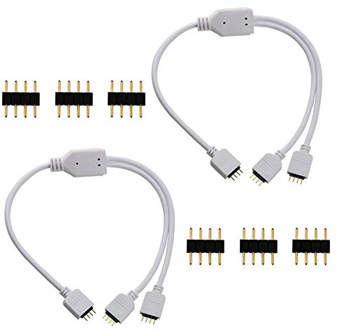 CESFONJER LED 4 pin Connettore Cavo Splitter, Y 1to2 Sdoppiatore Connettore per LED Color Cambiando Strip (2 Pezzi)