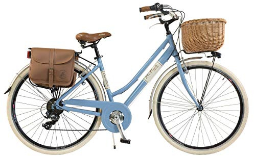 Via Veneto By Canellini Damen Citybike CTB Vintage Rad Cityrad Fahrrader Bike Aluminium mit Korb Taschen und Klingel Via Veneto Bell Ring (46, Bleu)