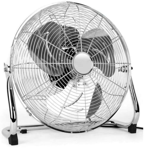 BAKAJI Ventilatore Da Terra In Metallo Potenza 100 Watt Con Pale 50 cm in Alluminio Inclinabili e Motore a 3 Velocità