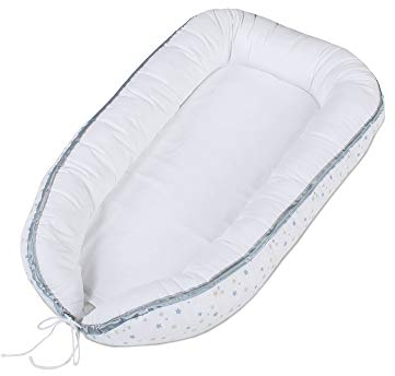 babybay Kuschelnest, weiß Sternemix sand/azurblau