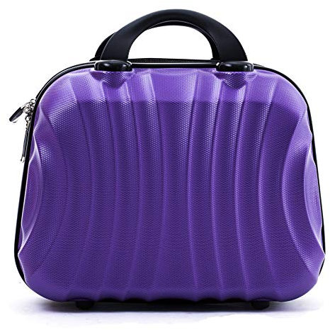 R.Leone Valigia da 1 pezzo Fino a Set 4 Trolley Rigido grande, medio, bagaglio a mano e beauty case 4 ruote in ABS 2037 (Viola, XS Beauty Case)