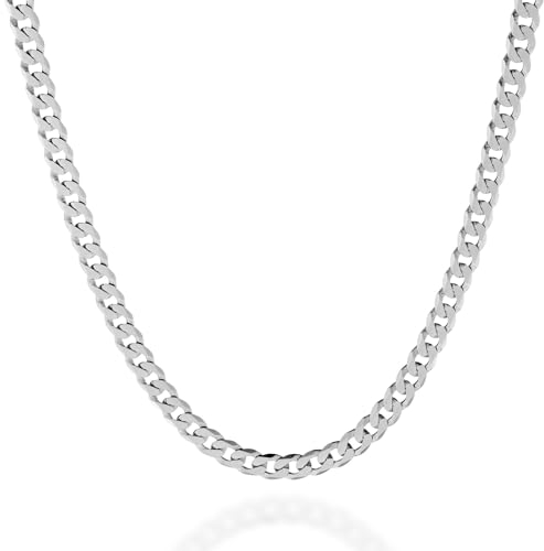QUADRI - Elegante Kette Herren aus Panzerkette - Halskette Breite 5mm - Silberkette Herren aus 925er Echtsilber - Ketten Länge 66cm - Silberkette Made in Italy