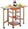 BAKAJI Carrito de Cocina Extensible con Superficies de Apoyo alicatadas Plegables para Ahorrar Espacio, de Madera de Pino con 3 cestas fruteras de Acero, cajón para Cubiertos y 6 Ruedas giratorias