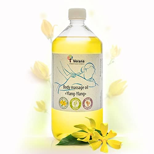 Verana Ylang-Ylang Massage-Öl, Naturkosmetik Körper-Öl, Alle Haut, Verjüngende und Revitalisierende Massage, Aromatherapie (1L)