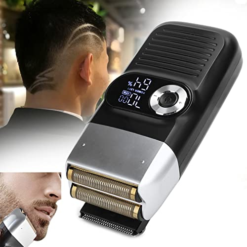 Sonew Elektrischer Folienrasierer für Männer - 2 in 1 Design, Metall-Maschenblade, Hypoallergen, USB-Lade-LCD-Anzeige, Schwarz