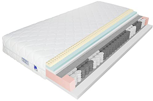 TULENA NOX Taschenfederkern Matratze 180x200 Federkernmatratze H1 + H2 Comfort Plus 22cm hoch Probeschlafen Rollmatratze Wendematratze