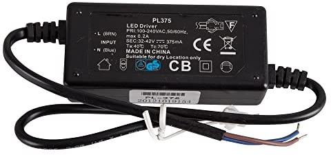 Mextronic LED Konstantstromquelle Trafo Konstantstromquelle LED Netzteil 100-240V AC 375mA 32-42V LED Transformator für LED Beleuchtung