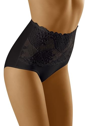 Wolbar Damen Sexy Shapewear-Slips Spitze Miederslip Hohe Taille Figurformende WB207, Schwarz,XXL